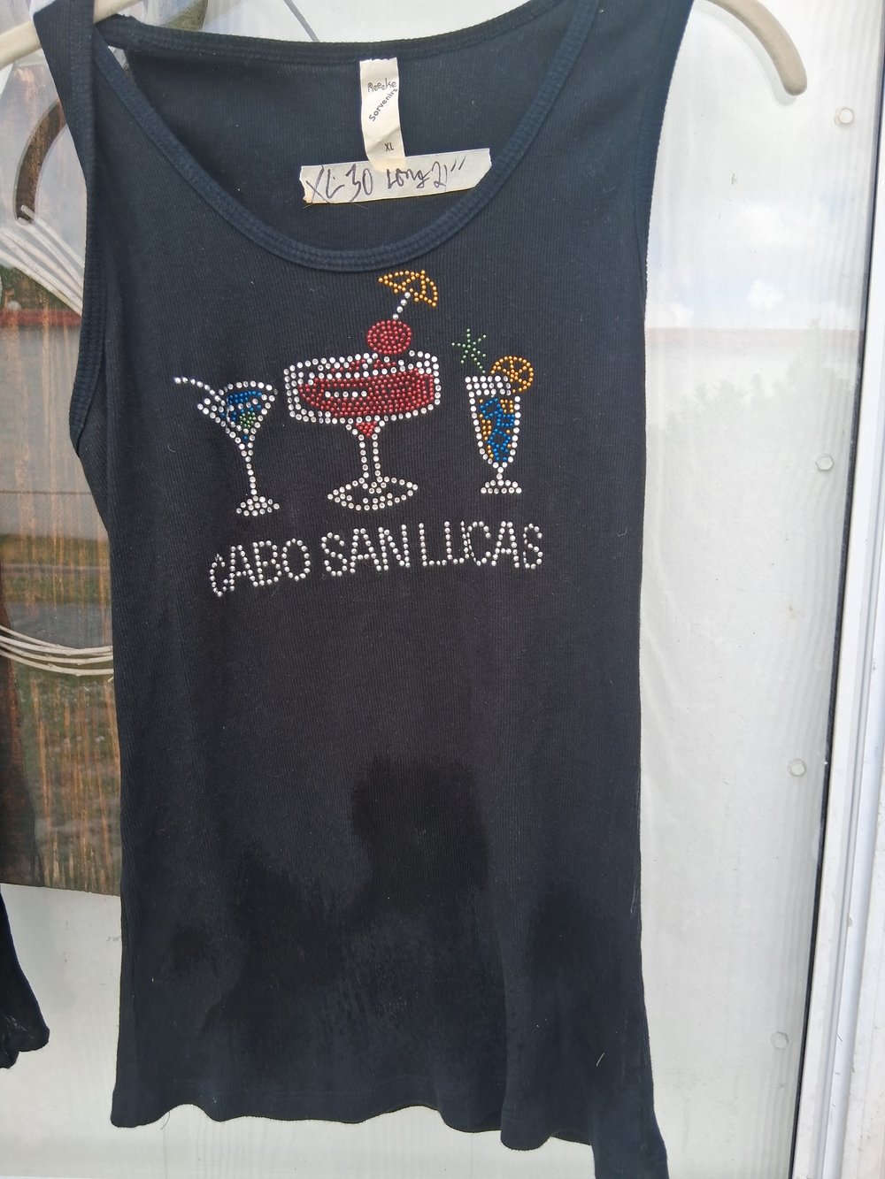 Cabo San Lucas Black Rhinestone Tank Top